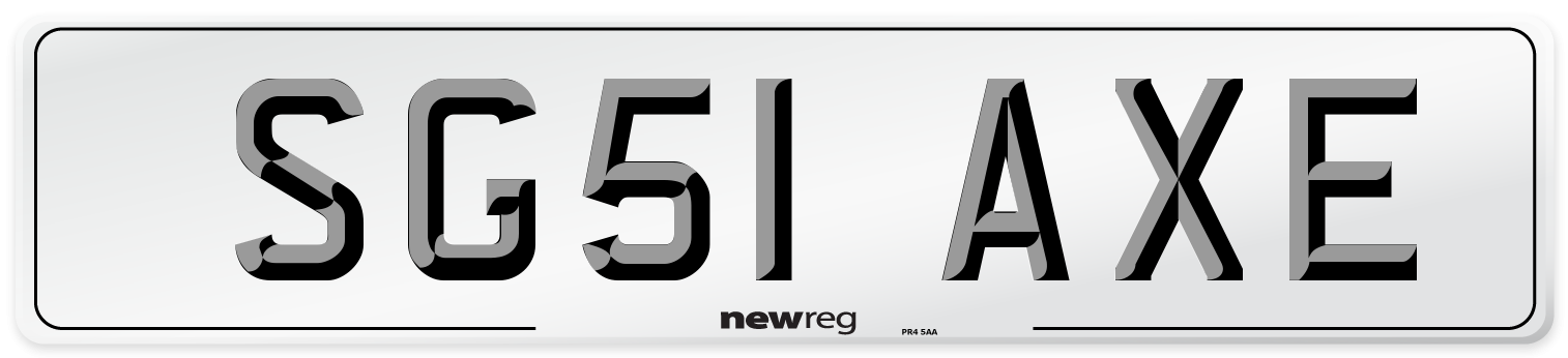 SG51 AXE Number Plate from New Reg